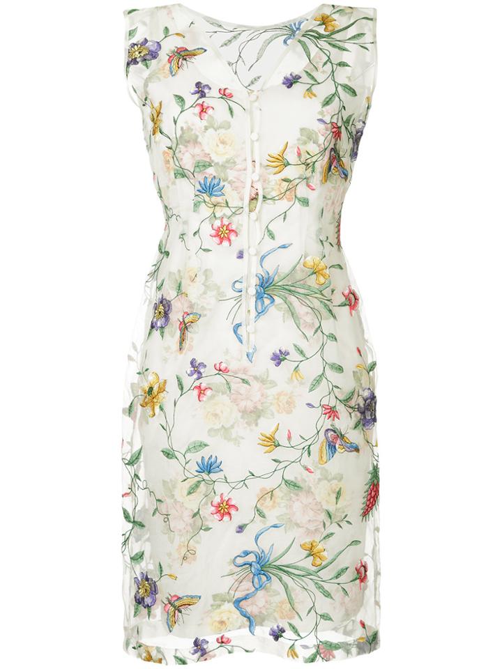 Zambesi Floral Print Fitted Waist Dress - White