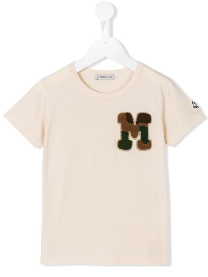 Moncler Kids - M Appliqué T-shirt - Kids - Cotton - 6 Yrs, Boy's, Nude/neutrals