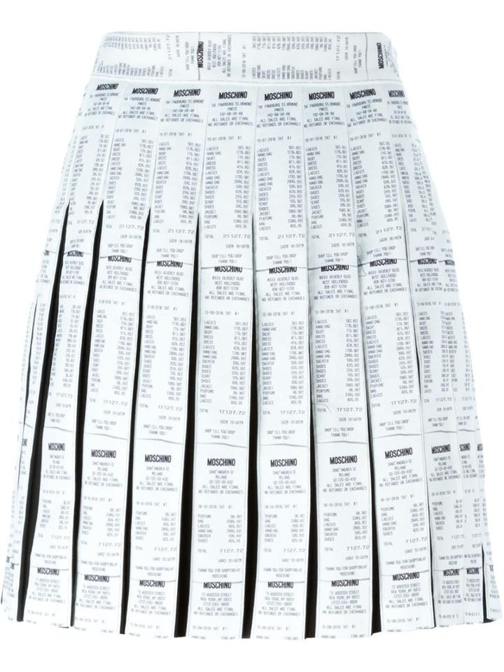 Moschino Receipt Print Pleated Skirt