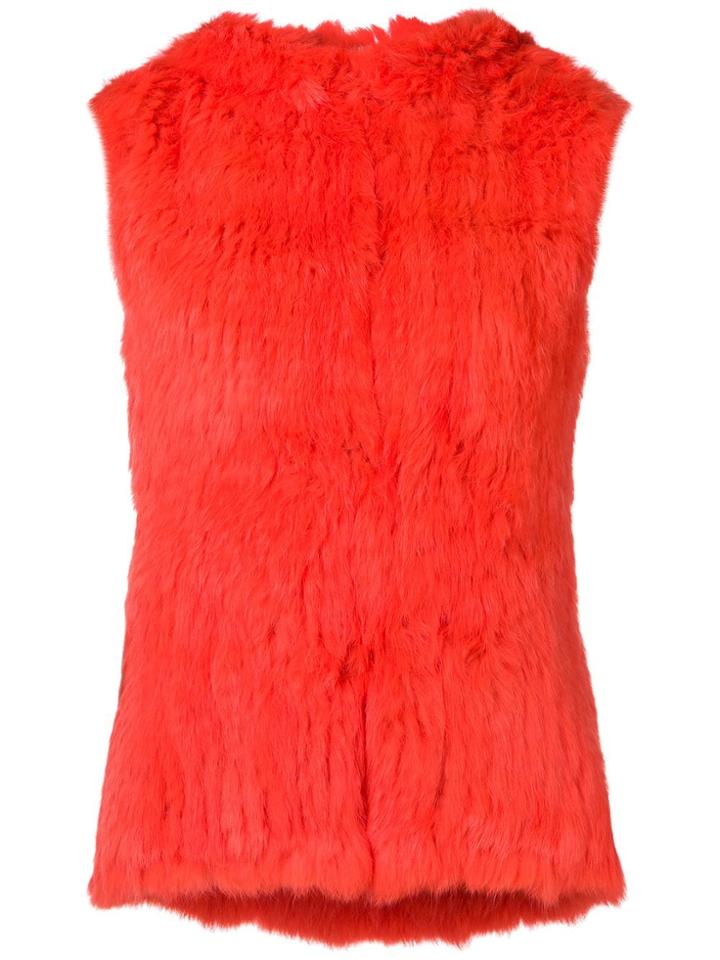 Yves Salomon Hooded Gilet - Red