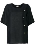 Giorgio Armani Pre-owned Buttoned Crew Neck T-shirt - Black