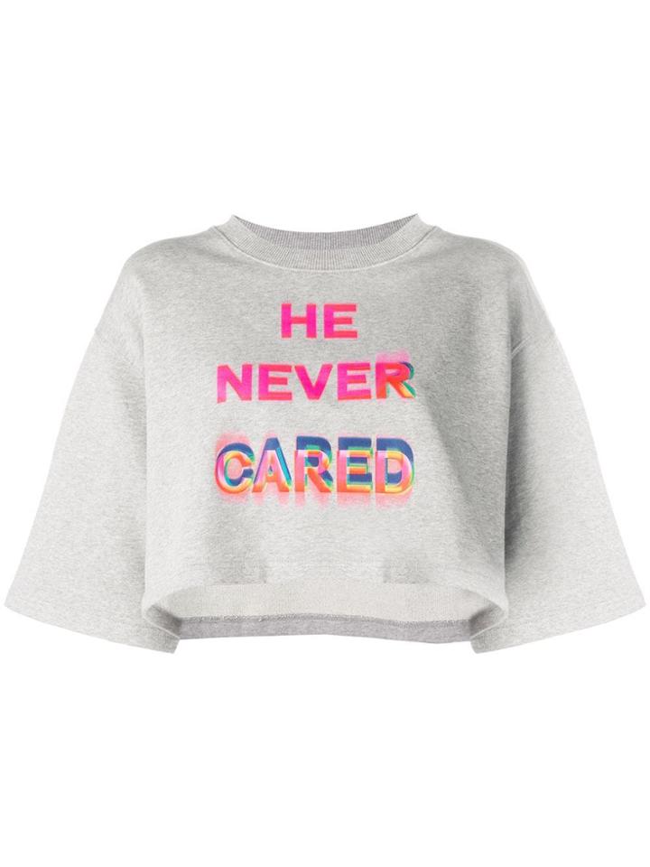 Marcelo Burlon County Of Milan He Never Cared Cropped T-shirt - Grey