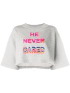 Marcelo Burlon County Of Milan He Never Cared Cropped T-shirt - Grey