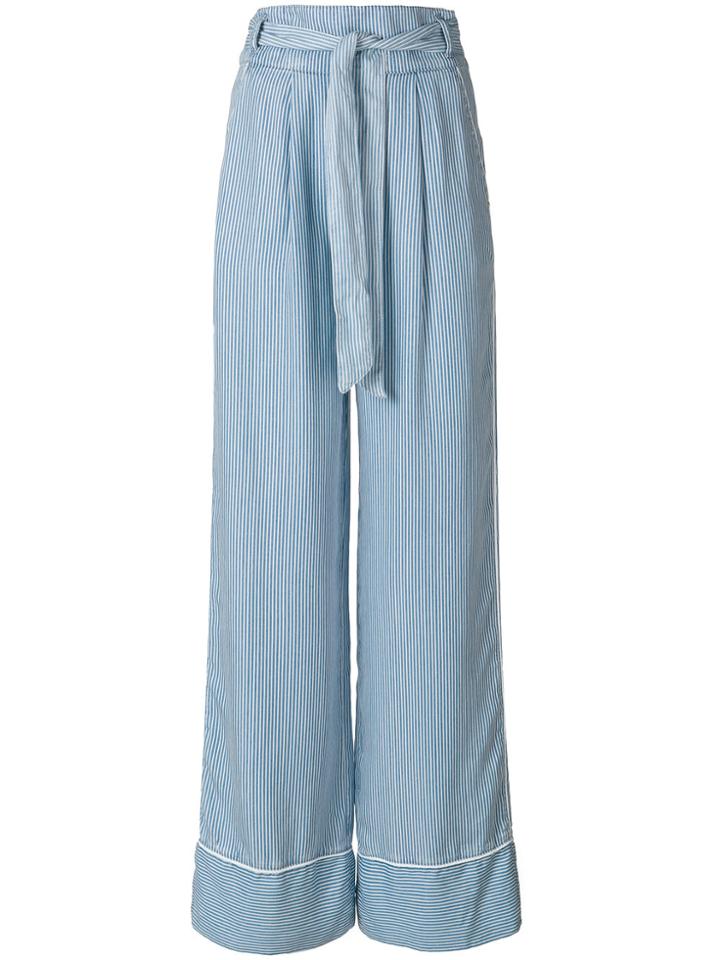 Patrizia Pepe Flared Tie-waist Trousers - Blue