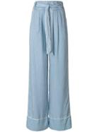 Patrizia Pepe Flared Tie-waist Trousers - Blue
