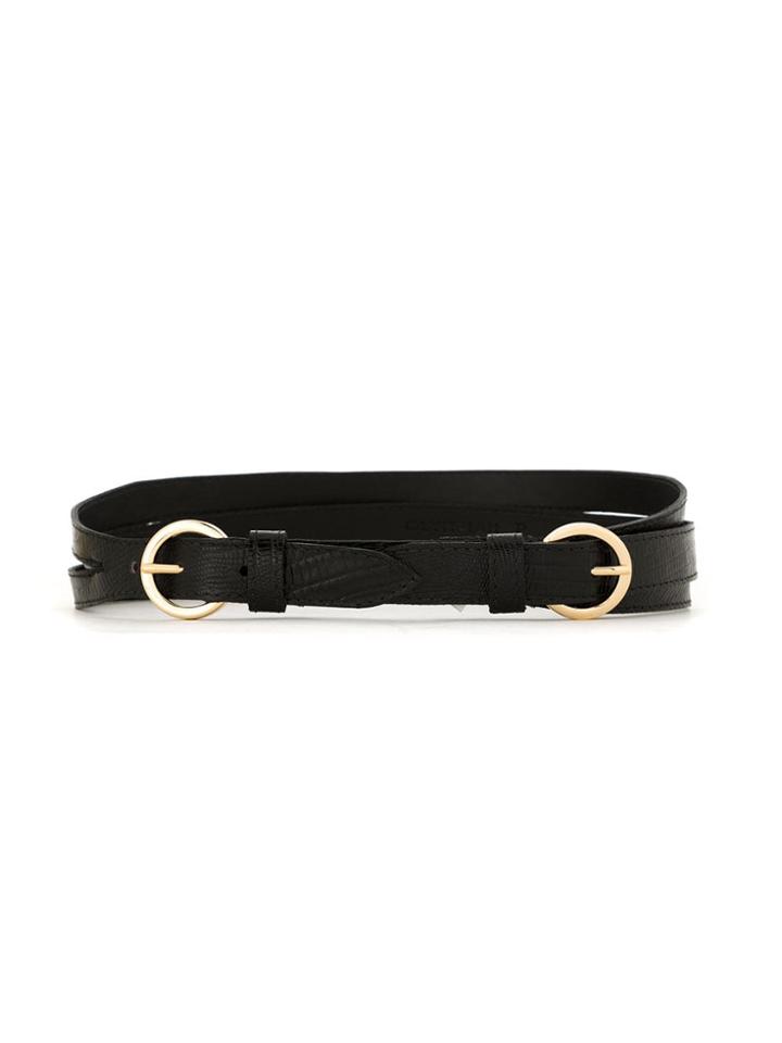 Olympiah Mix Leather Belt - Black