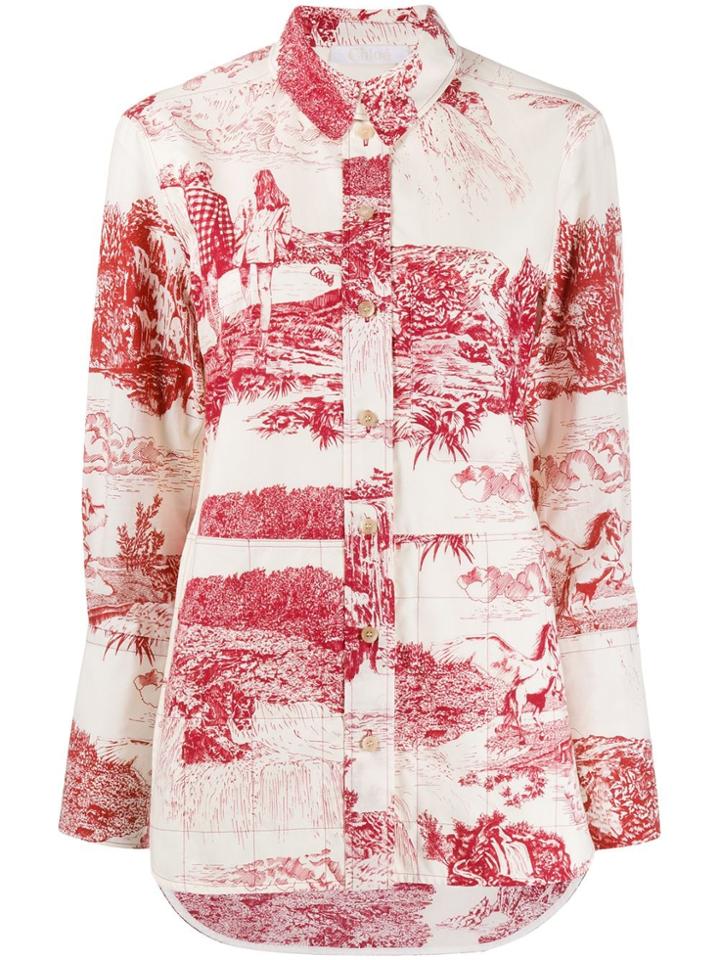 Chloé Toile De Jouy Print Popeline Shirt - White
