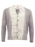 Suzusan Abstract Pattern Cardigan, Men's, Size: Large, Grey, Cashmere