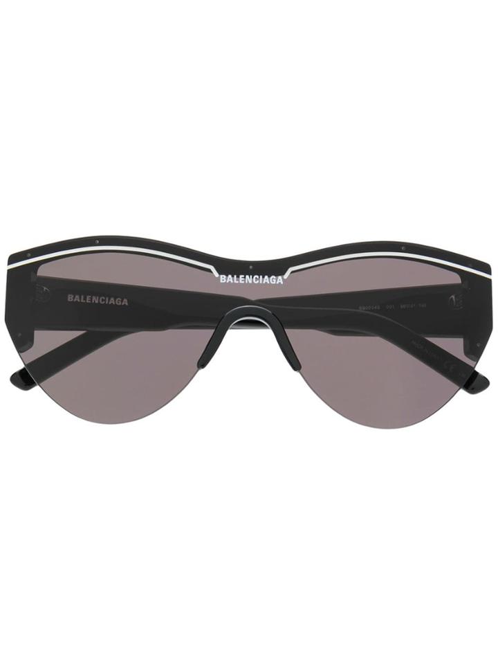Balenciaga Eyewear Oversized Logo Sunglasses - Black