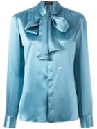 Dsquared2 Draped Long Sleeved Shirt, Women's, Size: 44, Blue, Silk