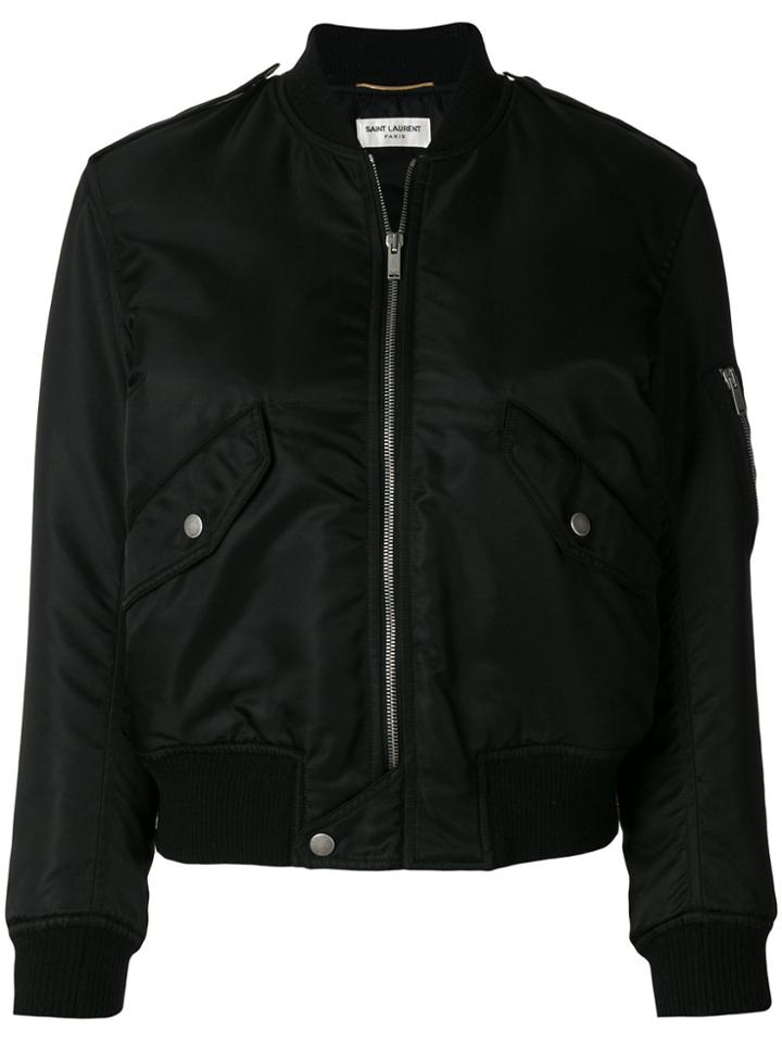 Saint Laurent Classic Zipped Bomber Jacket - Black