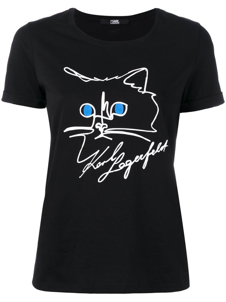 Karl Lagerfeld - D1 T-shirt - Women - Cotton - S, Women's, Black, Cotton