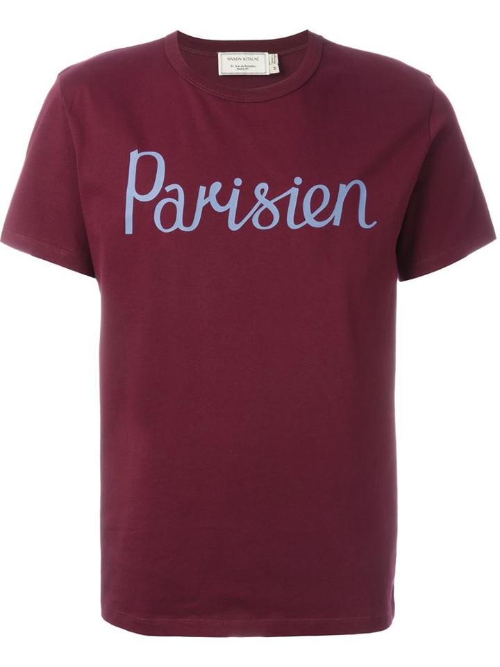 Maison Kitsuné Parisien Print T-shirt, Men's, Size: Xxl, Red, Cotton