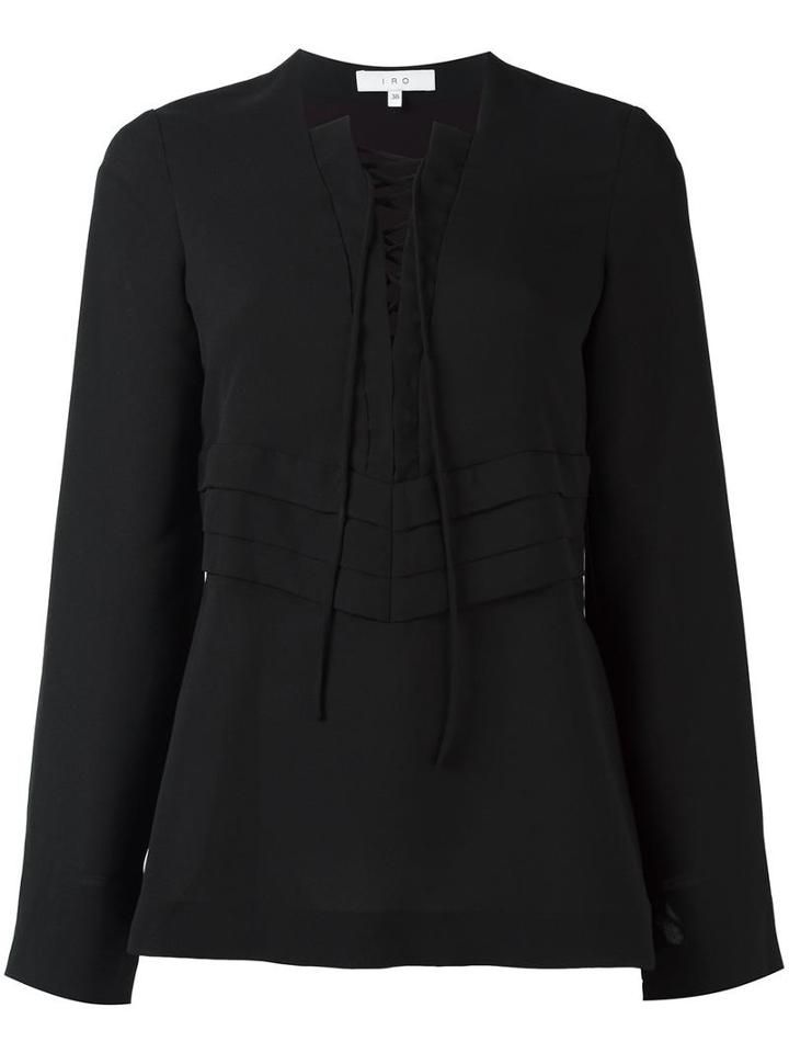 Iro Lace-up Blouse, Women's, Size: 38, Black, Polyester/viscose