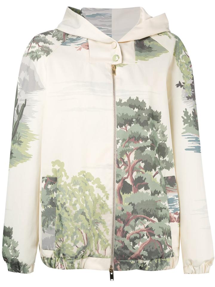Stella Mccartney Jay Landscape Print Jacket, Women's, Size: 42, Nude/neutrals, Cotton/polyester
