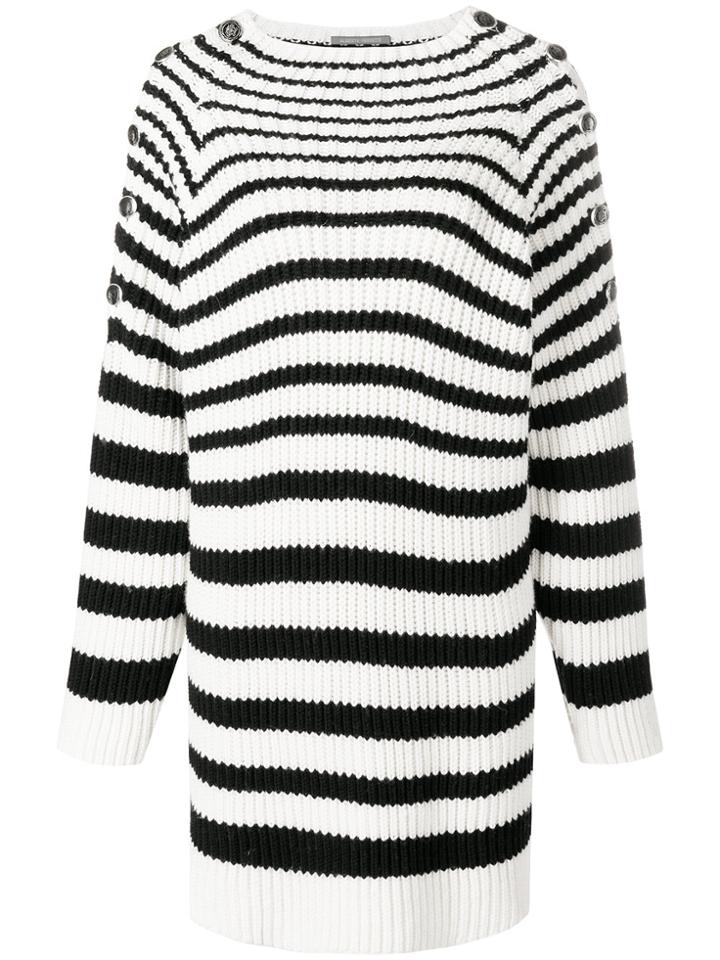 Alberta Ferretti Striped Oversized Jumper - White