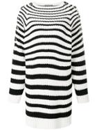 Alberta Ferretti Striped Oversized Jumper - White