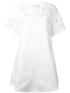 See By Chloé Floral Detail Shift Dress, Women's, Size: 36, White, Cotton/spandex/elastane/polyester