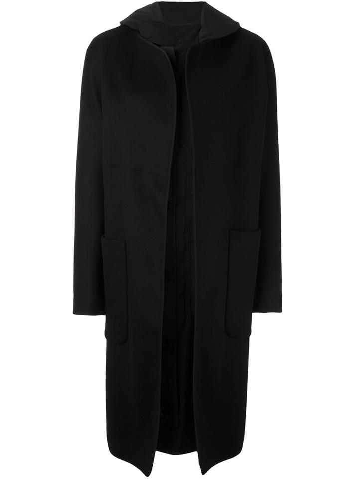 Jil Sander Draped Hooded Coat, Women's, Size: 34, Black, Silk/polyester/virgin Wool