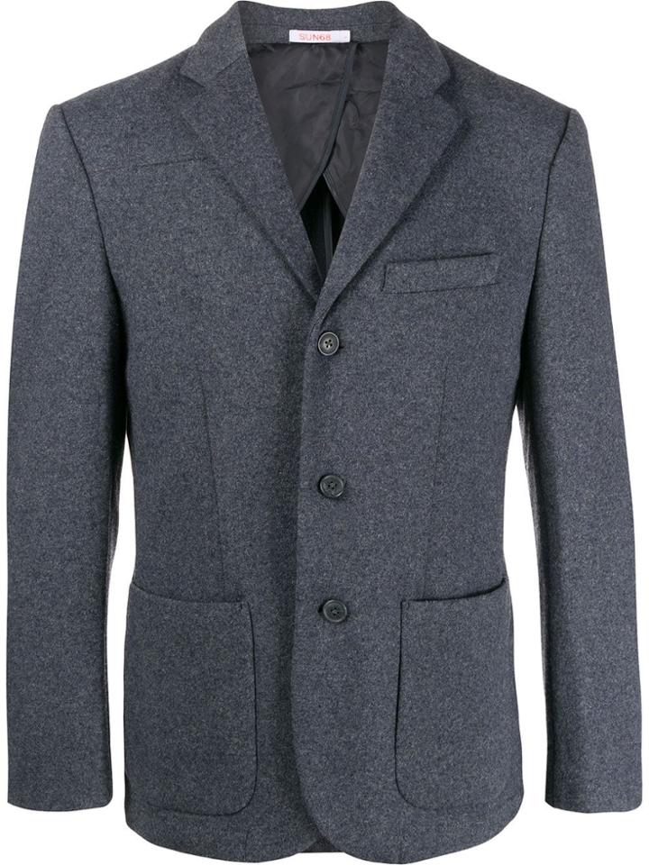 Sun 68 Textured Knitted Blazer - 4707 Grigio Scuro/navy Blue