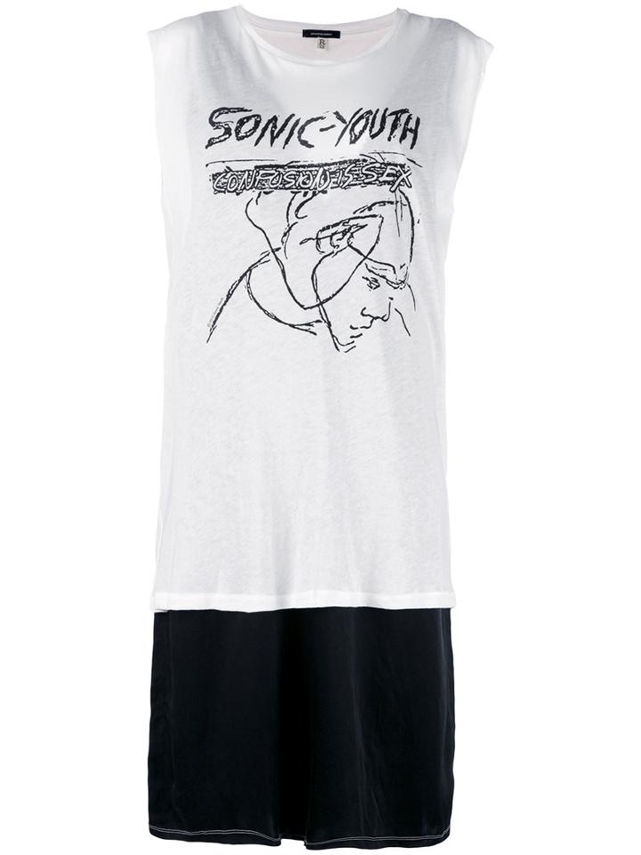 R13 Sonic Youth T-shirt Dress, Women's, Size: Small, White, Silk/cotton/nylon