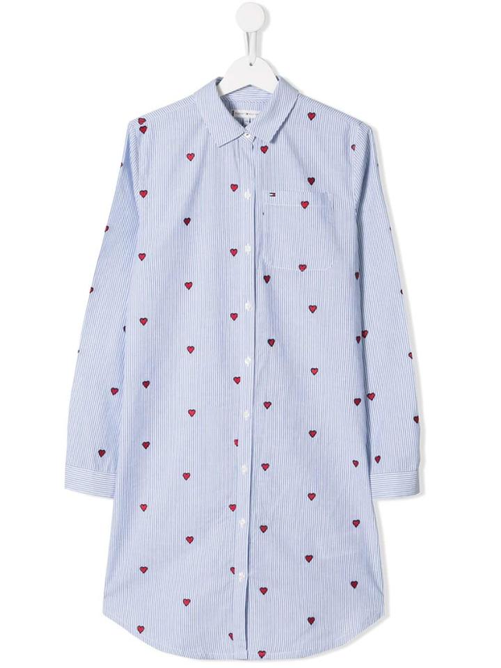 Tommy Hilfiger Junior Embroidered Heart Shirt Dress - White