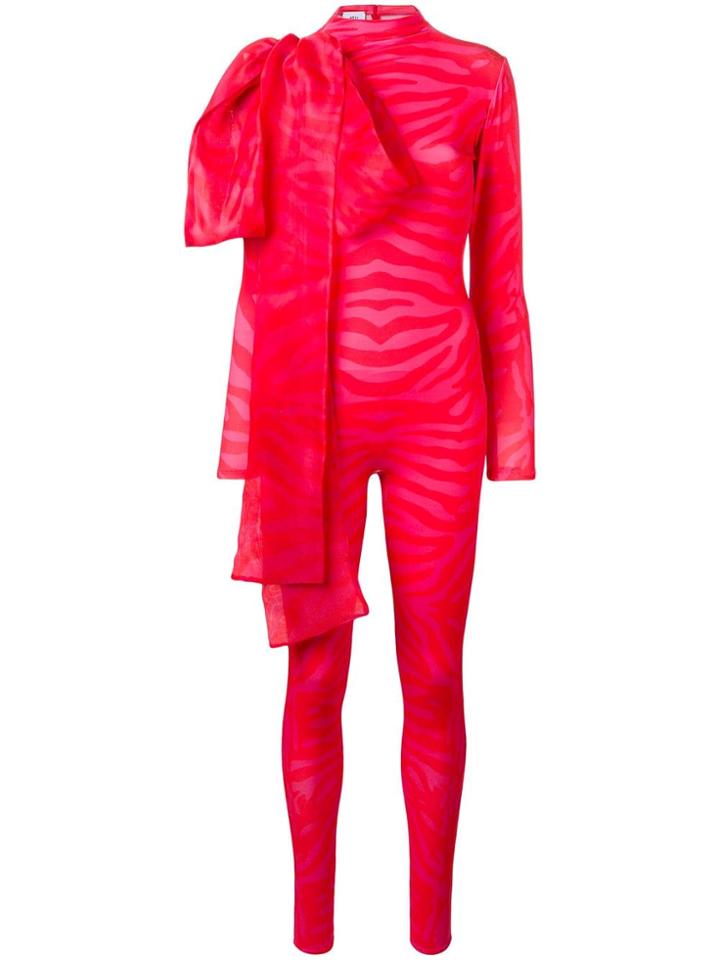Atu Body Couture Bow Detail Fitted Jumpsuit - Red