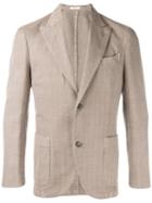 Boglioli Herringbone Blazer, Men's, Size: 52, Brown, Cotton/linen/flax/cupro