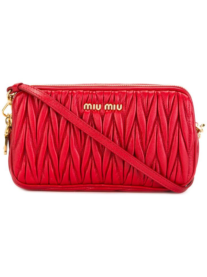 Miu Miu - Textured Cross Body Bag - Women - Calf Leather - One Size, Women's, Red, Calf Leather
