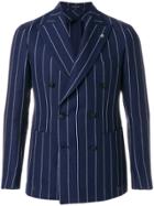 Tagliatore Pinstripe Double Breasted Jacket - Blue
