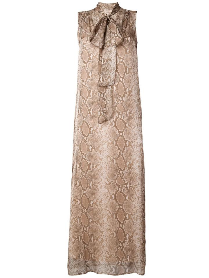 Twin-set Snakeskin Print Bow Tie Dress - Neutrals