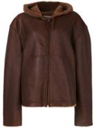 Yeezy - Hooded Zip Coat - Women - Leather - S, Brown, Leather