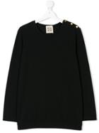 Douuod Kids Teen Buttoned Shoulder Sweatshirt - Black