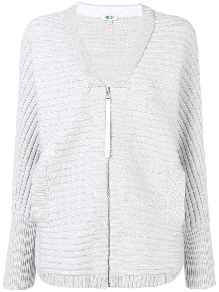 Kenzo Ribbed Knit Cardigan - Grey