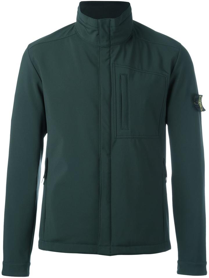 Stone Island Zipped Jacket, Men's, Size: Xl, Green, Elastodiene/polyester