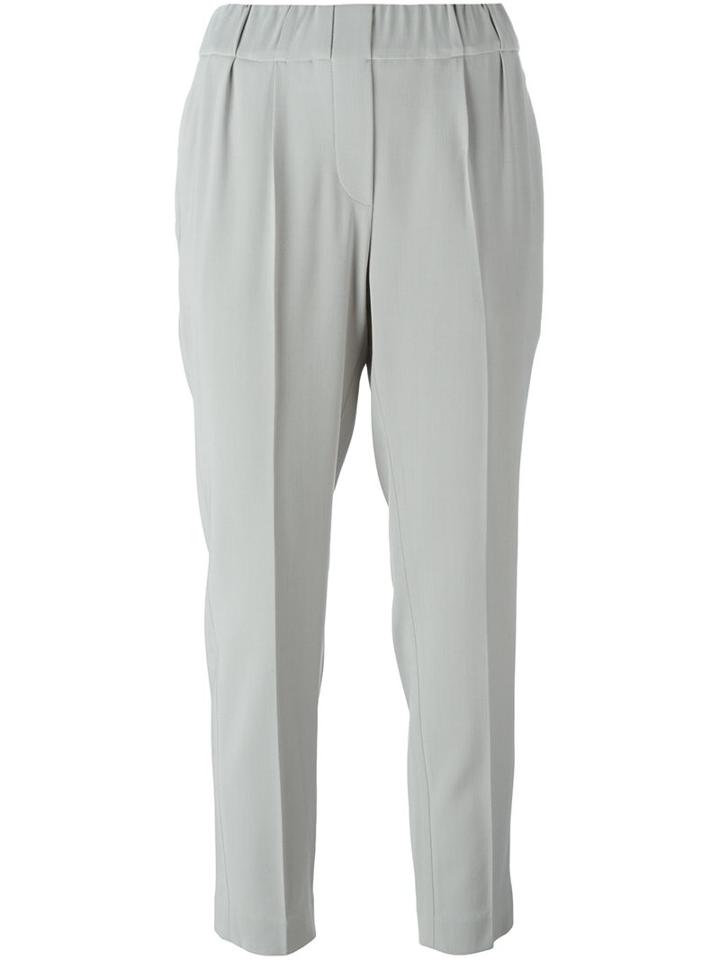 Brunello Cucinelli High-waisted Trousers, Women's, Size: 40, Grey, Polyester/acetate/cupro/virgin Wool