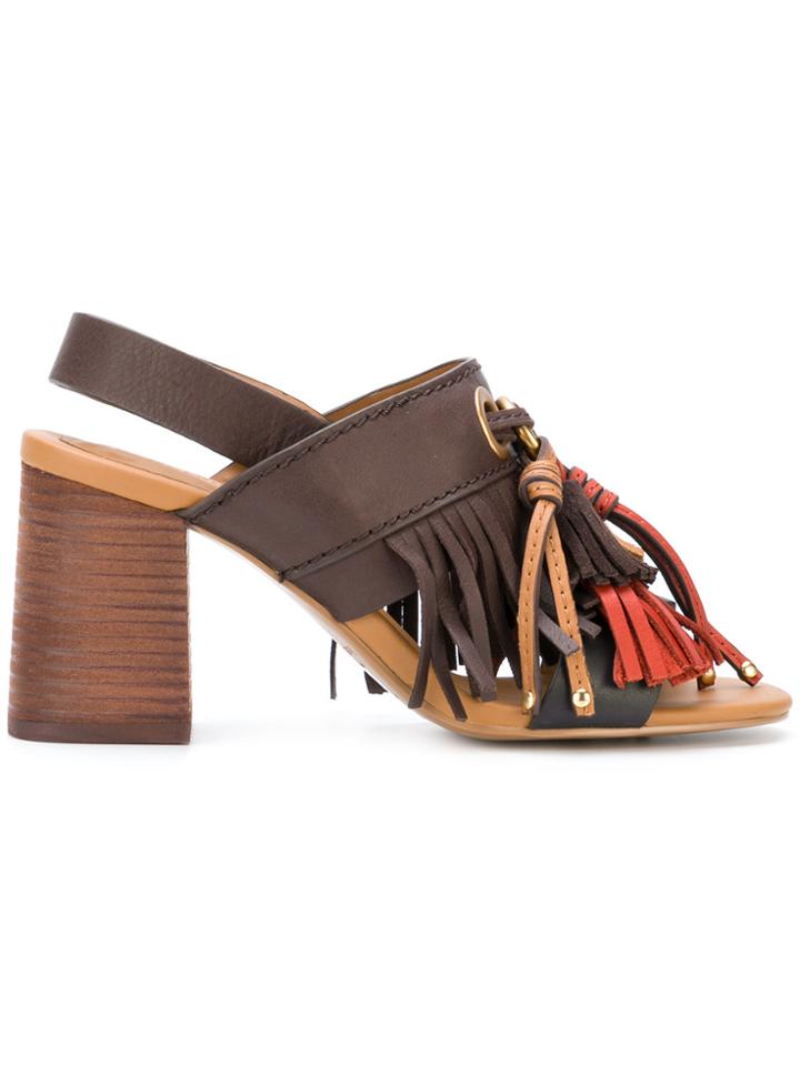 See By Chloé Fringe Tassel Sandals - Brown