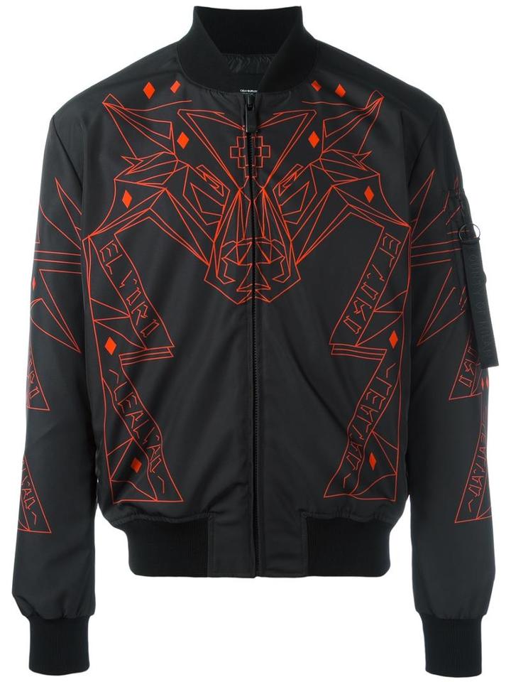 Marcelo Burlon County Of Milan Abstract Print Bomber Jacket, Men's, Size: Xl, Black, Polyester/polyamide