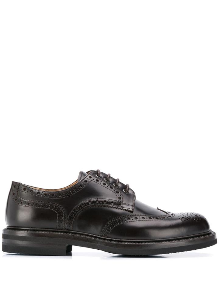 Green George Punch Hole Detail Brogues - Brown