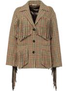 Miu Miu Houndstooth Wool Jacket - Green
