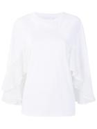 Chloé Fluted Ruffle Sleeves Top - White