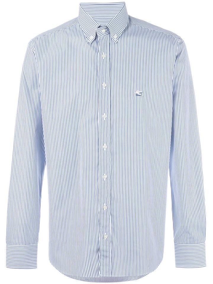 Etro Button-down Striped Shirt, Men's, Size: 43, Blue, Cotton