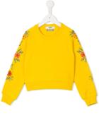Msgm Kids Roses Embroidery Sweatshirt, Toddler Girl's, Size: 4 Yrs, Yellow/orange