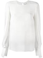 3.1 Phillip Lim Draped Sleeve Blouse, Women's, Size: 4, White, Silk