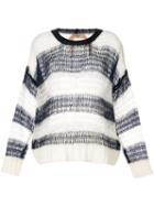 Nº21 Striped Relaxed Jumper - White