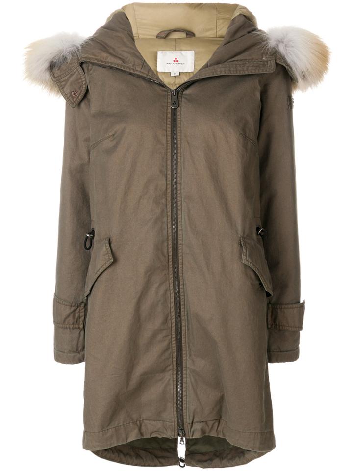 Peuterey Mid-length Fur Trim Parka - Green