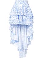 Caroline Constas - High Low Printed Skirt - Women - Cotton/nylon/spandex/elastane - M, White, Cotton/nylon/spandex/elastane