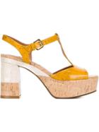 L Autre Chose Platform Sandals, Women's, Size: 39, Yellow/orange, Cork/leather/rubber
