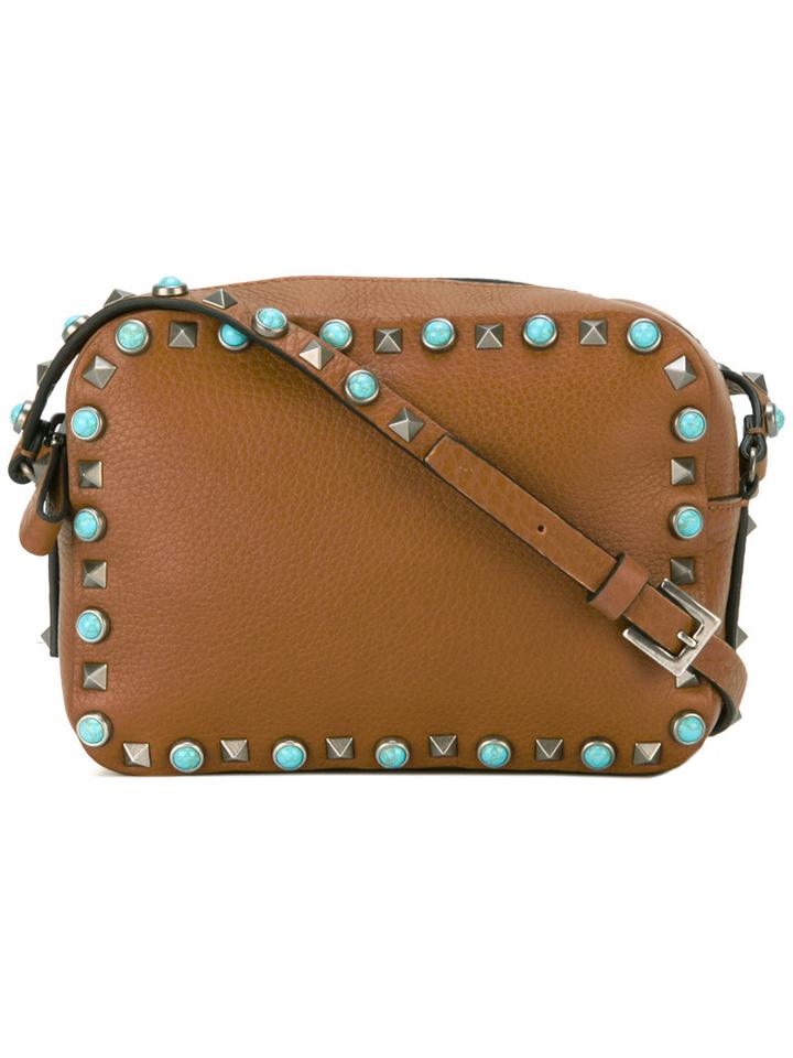 Valentino Valentino Garavani Rockstud Rolling Crossbody Bag, Women's, Brown, Calf Leather