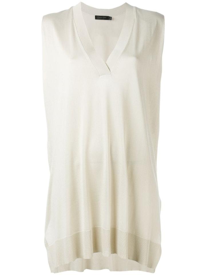 Calvin Klein Sleeveless V-neck Sweater - Neutrals